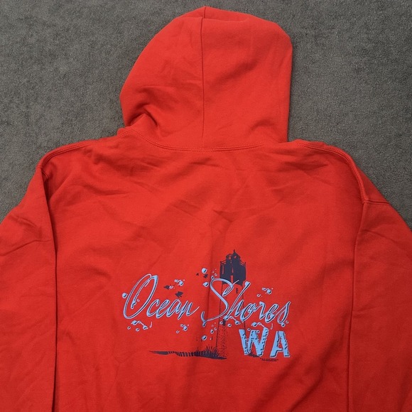 vintage 90s ocean shores Washington hoodie pullover size XL blank red outdoor - Picture 4 of 10